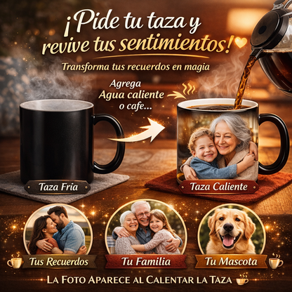 Taza mágica con foto personalizada.